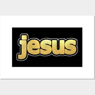 Shiny black and Gold JESUS word ver13 Posters and Art